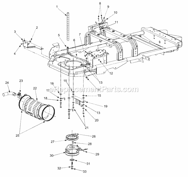 Engine Accessories & Pto Diagram and Parts List for 365L (53CA1D5K100) (2001) Cub Cadet Lawn Mower